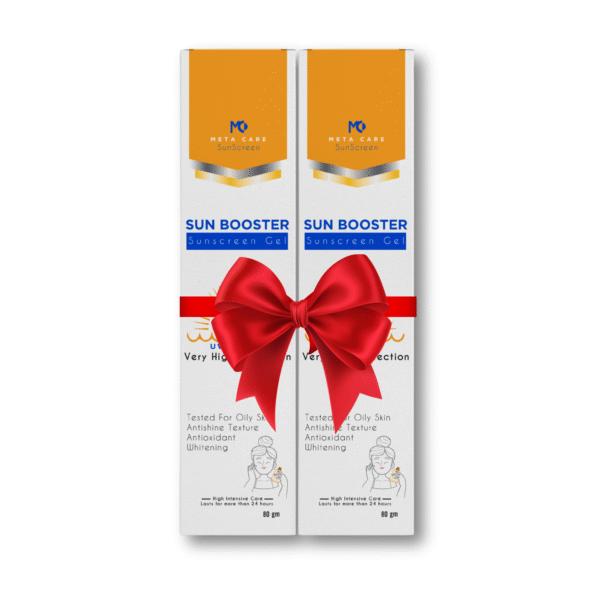 package 1+1 sun booster sunscreen extra lightining gel spf50+ 160 gram