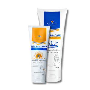 1+1 offer sun booster sunscreen and meta skin care soothing gel 200 gram
